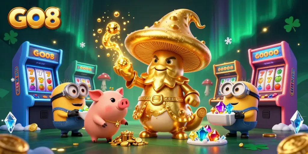 Play thrilling slots at GO8 casinos featuring vibrant games and golden treasures.