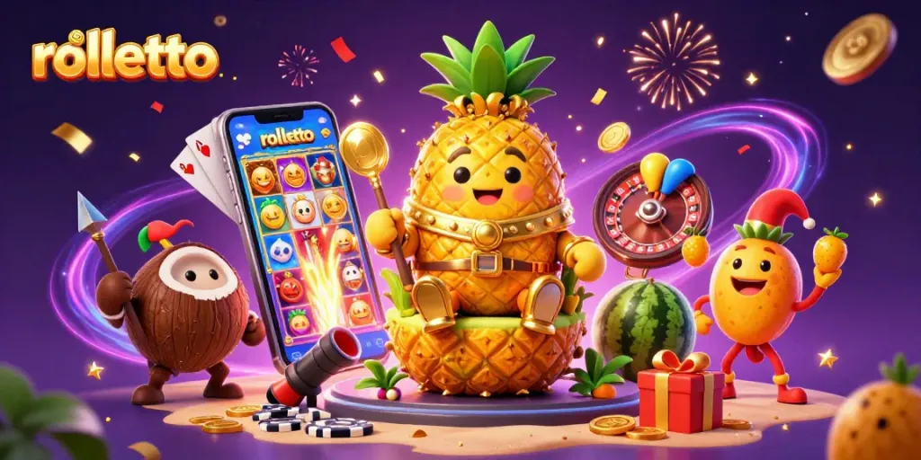 Experience rolletto's vibrant casino world with gold coins, playful characters, and dynamic gaming elements.