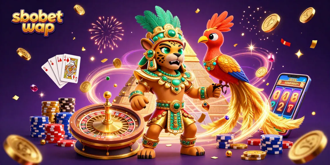 Engage with sbobet wap experiences in a vibrant casino scene filled with interactive gaming elements.