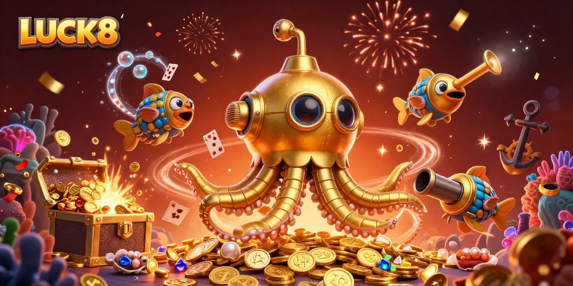 LUCK8 trải nghiệm vô cùng thú vị với tàu ngầm vàng giữa biển tiền xu và kho báu.