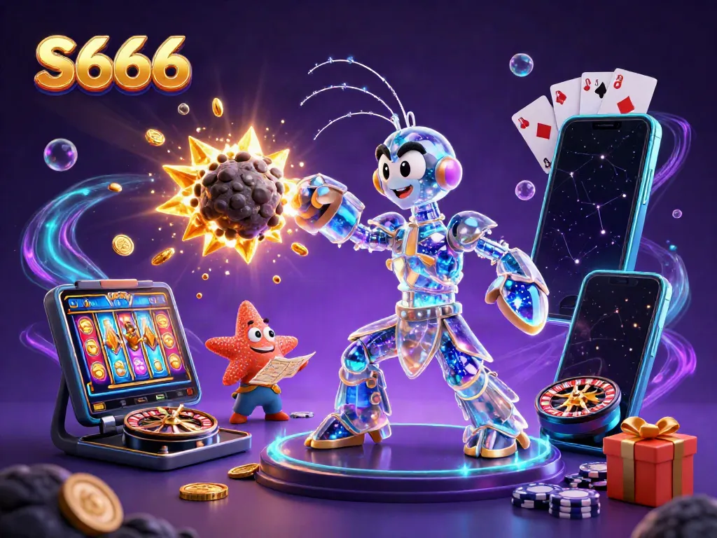 S666 players enjoying immense rewards with a vibrant casino scene filled with gold coins.