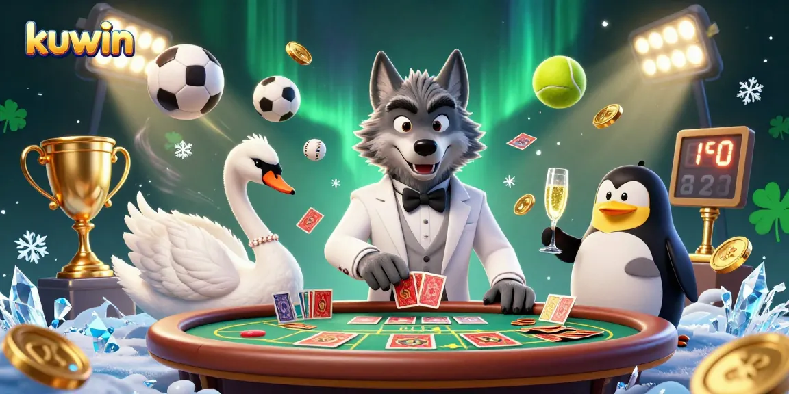 Kuwin enhances your gaming experience with a vibrant online casino setting featuring animated characters and dynamic elements.
