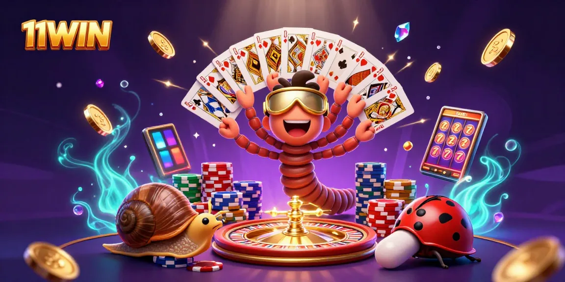 Experience the thrill of 11WIN casino with vibrant characters and dynamic gaming elements.